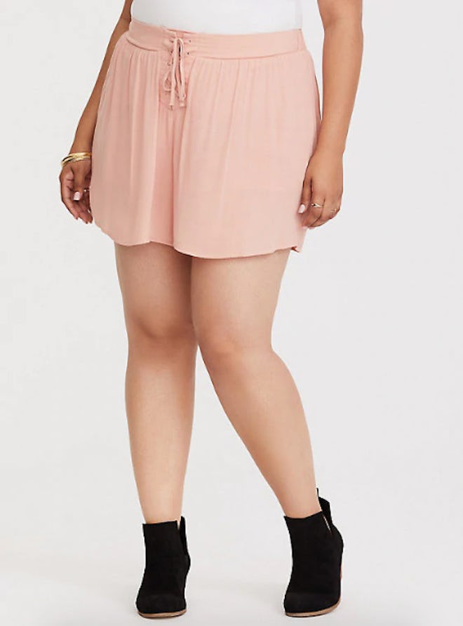 Torrid Peach Lace-Up Crepe Short