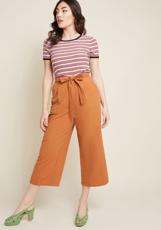 Call It Confidence Wide-Leg Cropped Pants in Rust