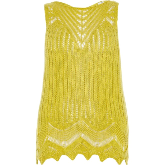 Yellow Crochet Knit Tank Top