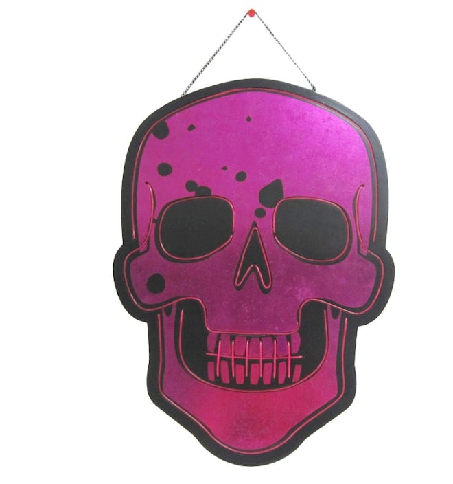 Halloween Lit Skull Hanging Sign