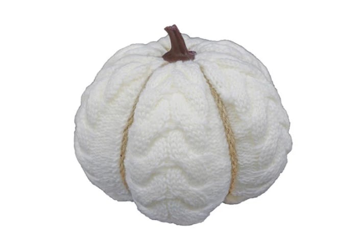 Harvest 5'' Cable Knit Pumpkin White 