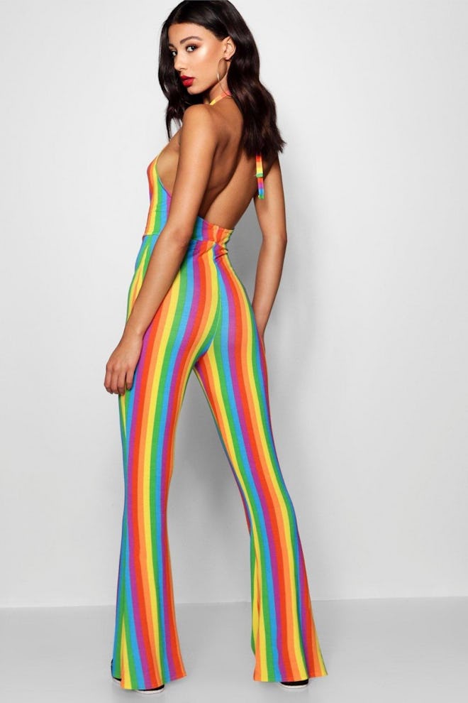 Rainbow Stripe Flare Leg Jumpsuit
