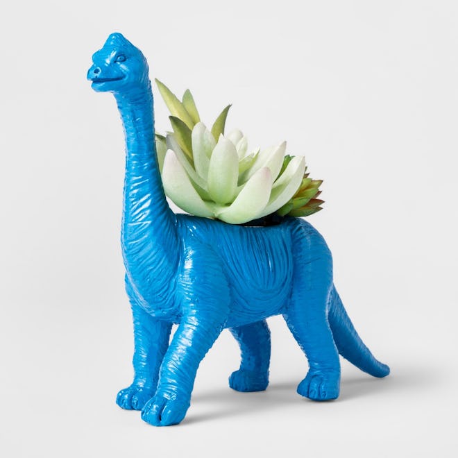 Faux Succulent in Blue Dinosaur Pot 