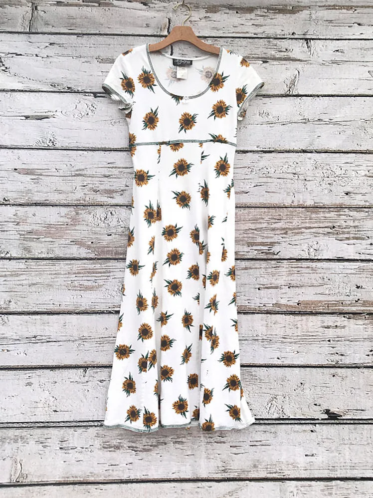 sunflower dress 90s 90's Empire Waist Sunflower Dress Community Thrift and Vintage