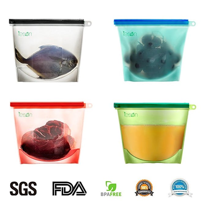 Reusable Silicone Food Storage Preservation Bags Container 