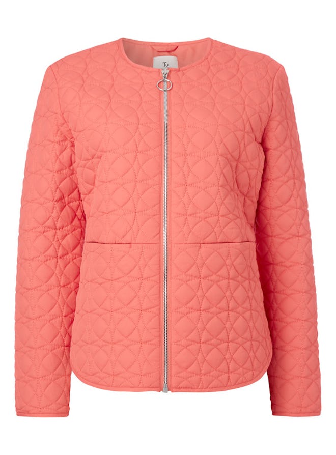 Collarless Quilted Jacket