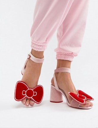 Hello Kitty x ASOS DESIGN Velvet Bow Heeled Sandal