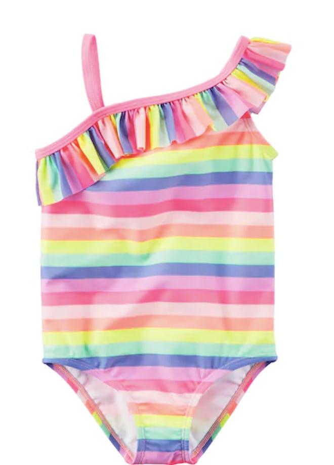 Carter's Rainbow Striped Asymmetrical One-Piece Swimsuit