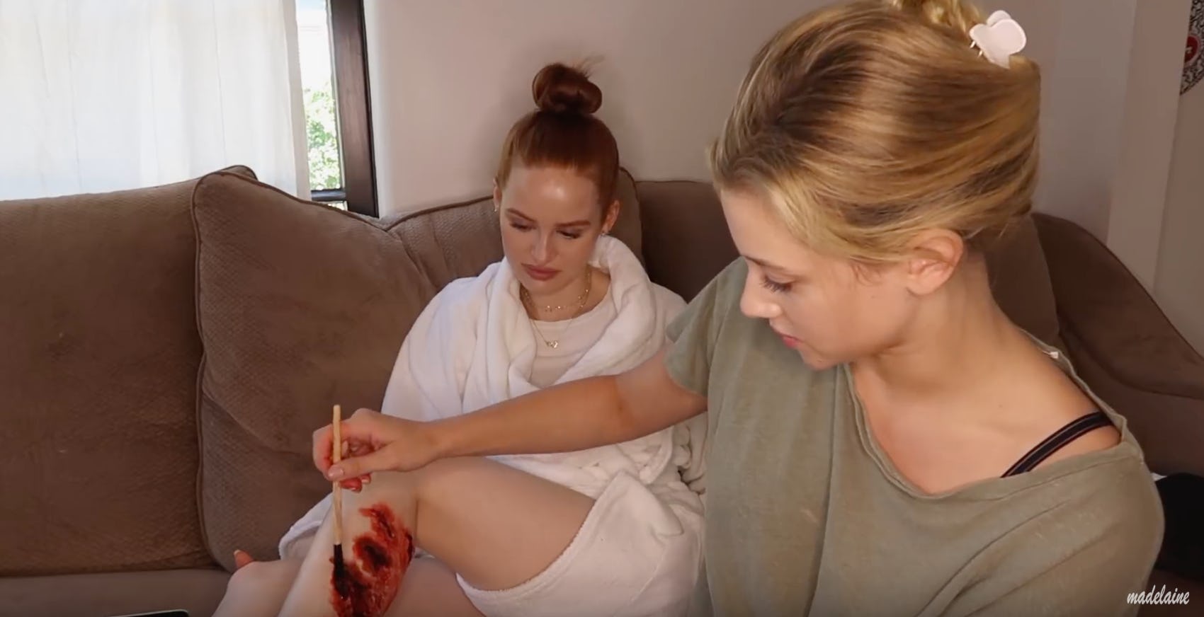 Lili Reinhart S Shark Bite Makeup On Madelaine Petsch S Leg Is So Scarily Realistic