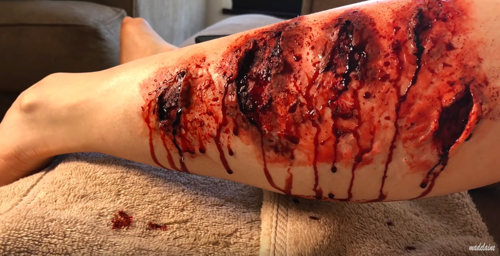Lili Reinhart S Shark Bite Makeup On Madelaine Petsch S Leg Is So Scarily Realistic