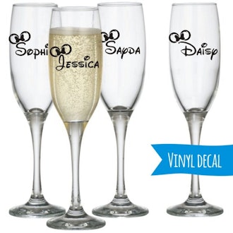 Minnie Mouse Custom Name Champagne Flute DIY Decal