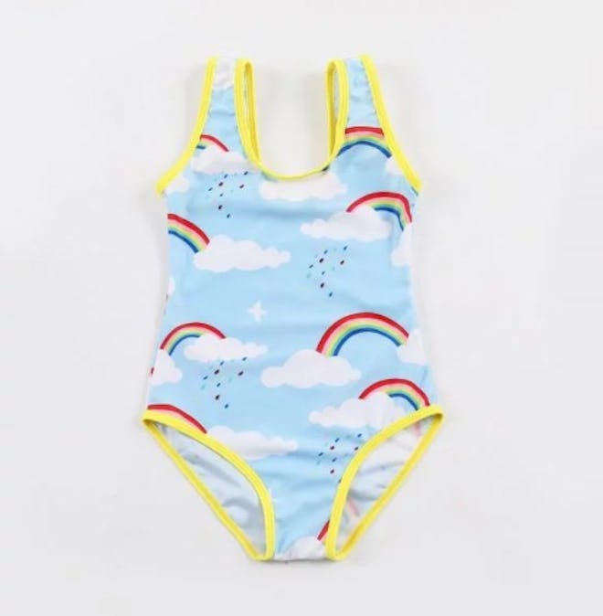 Pretty Rainbow and Cloud Print Swimsuit