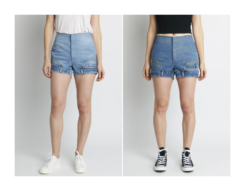 Upside down cheap jean shorts