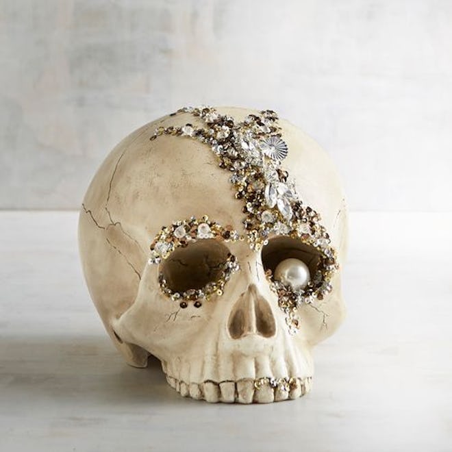 Bejewelled Skull Halloween Decor