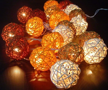 Storm Autumn Browns Rattan Cane Battery-Powered LED Light String