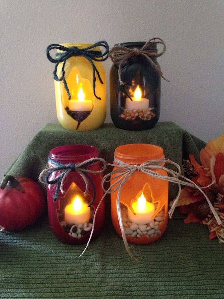 Fall Leaves Flickering Tea Lights