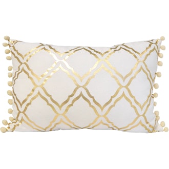 Better Homes and Gardens Trellis Foil Pillow with Pom Poms