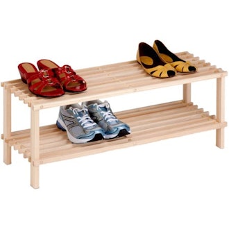 Honey Can Do 2-Tier Natural Wood Shoe Rack