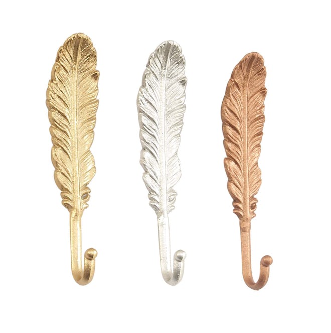 Iron Feather Wall Hooks, Multicolor