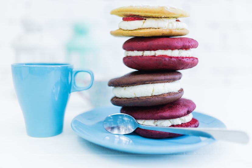 Whoopie pies stacked on top of each other