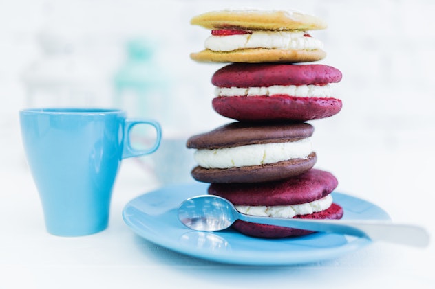 Whoopie pies stacked on top of each other