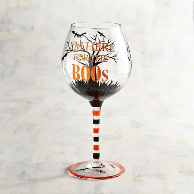 Here For The Boos Halloween Wine Glass
