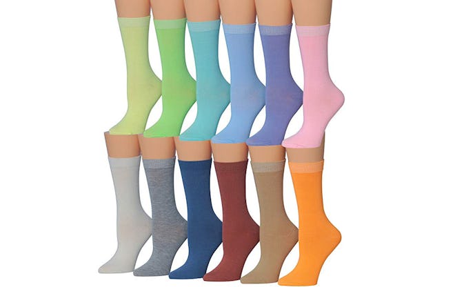 Tipi Toe Women's Lightweight Solid Colored Crew Socks