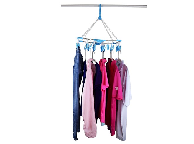 Laundry Science Ultimate Clothesline Hanging Laundry Drying Rack with 26 Clips 