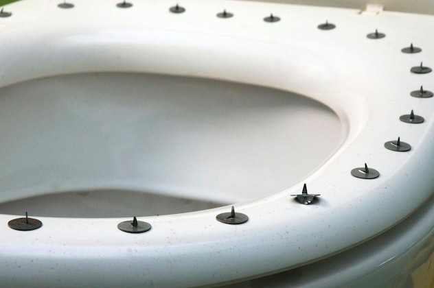 Toilet bowl with black spines