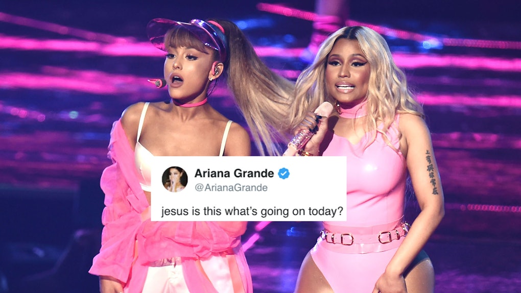 Ariana Grandes Message To Fans Pissed At Nicki Minaj For