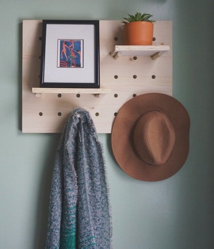 Pine Pegboard Wall Shelf