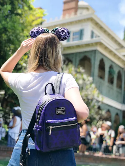 best mini backpack for disney world Princess - 10" Iconic Woven Small Backpack with Front Pocket & Button Bundle This one Loungefly Disney Stitch Shoppe Classic