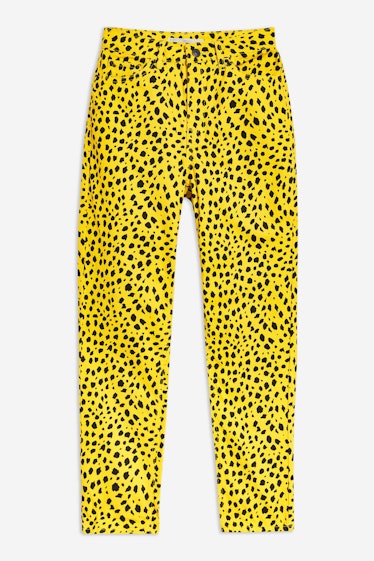 Yellow Leopard Print Mom Jeans