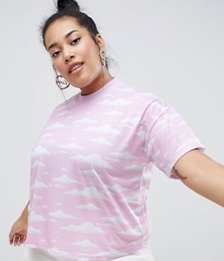 'The Simpsons' x ASOS DESIGN Curve relaxed crop t-shirt in cloud print