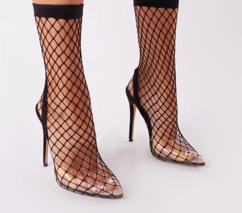 Perspex top fishnet heels