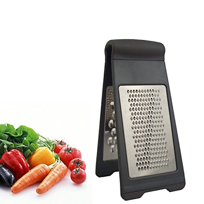 HappierChef Stainless Steel Grater Zester - Two-Fold Collapsible Rust Resistant Sharp Blade Shredder