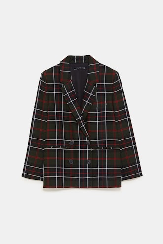 Checkered Double Breasted Blazer 