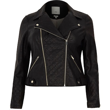 Plus black faux leather biker jacket