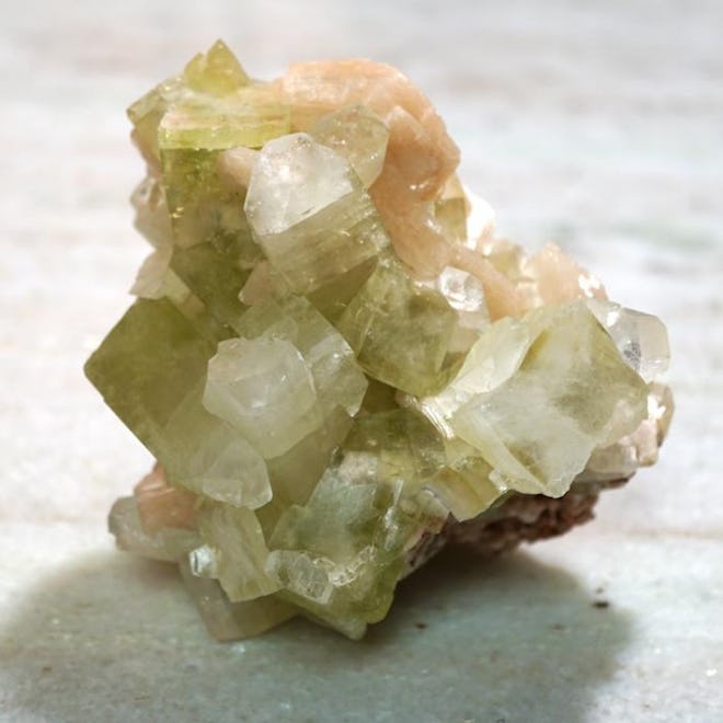 Green Apophyllite with Stilbite Cluster