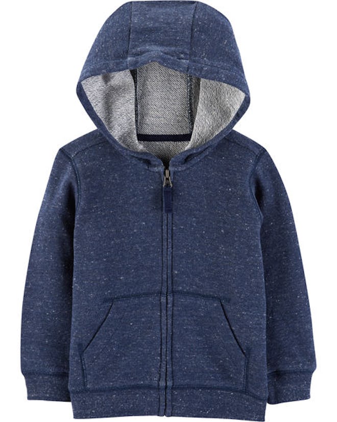 Marled Yarn Zip-Up Hoodie