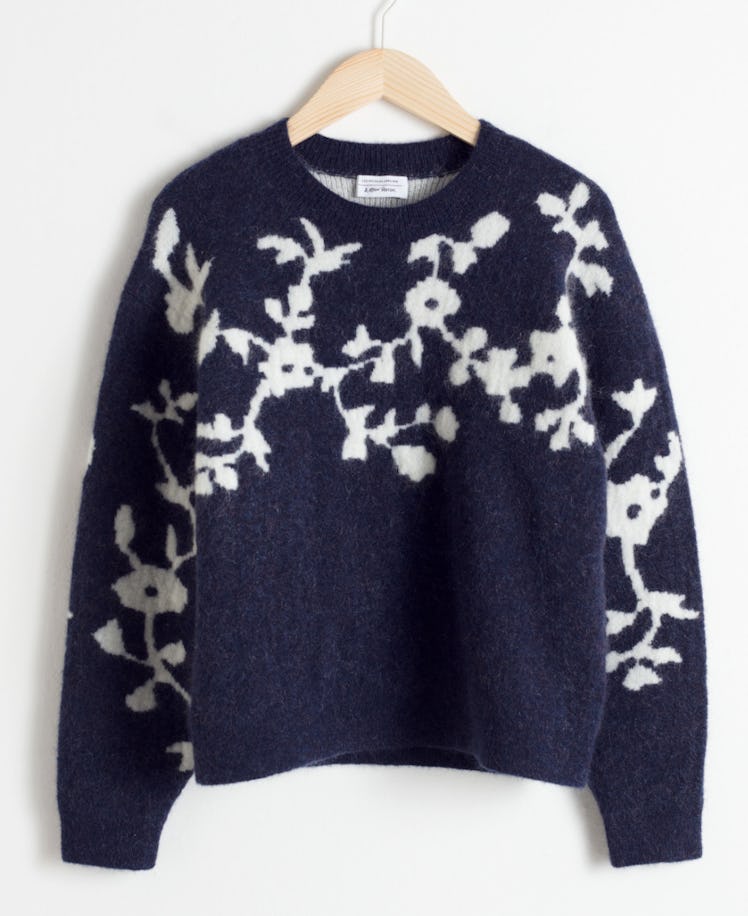 Wool Blend Vine Knit Sweater