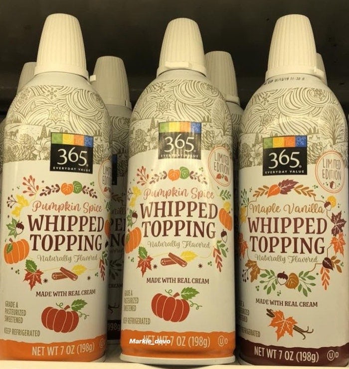 Pumpkin Spice Whipped Cream Is Now At Whole Foods, & You're Going To