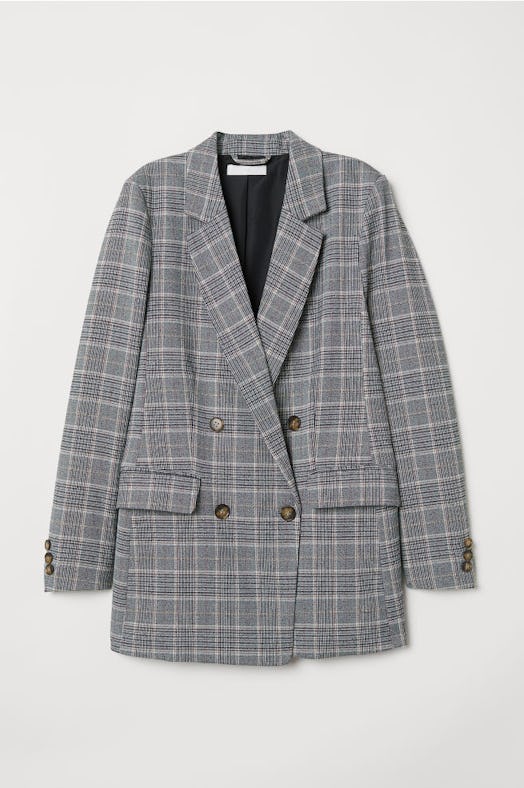 Double-Breasted Jacket in Gray/Checked
