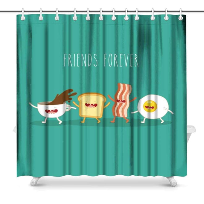 InterestPrint Funny Breakfast Food Shower Curtain