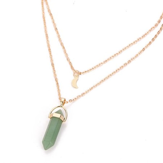 Women's Multilayer Irregular Crystal Opals Pendant Necklace Choker Chain