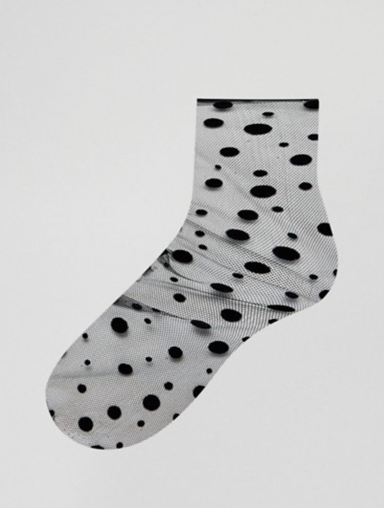 SHARE ASOS DESIGN Sheer Spot Mesh Ankle Sock