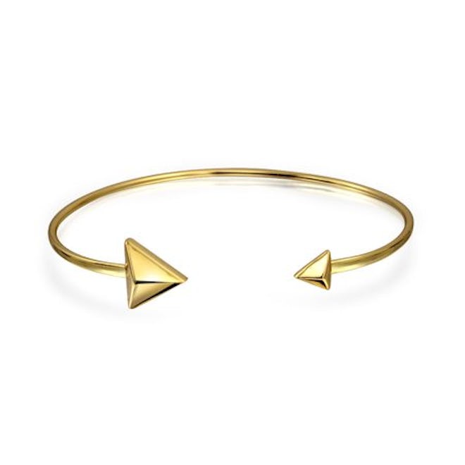 Gold Plated 925 Silver Stacking Open Arrow Cuff Bracelet