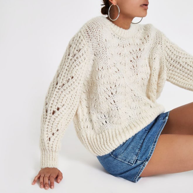 Cream Chunky Knit Sweater 