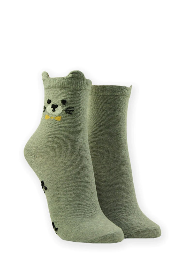 Cat Graphic Crew Socks