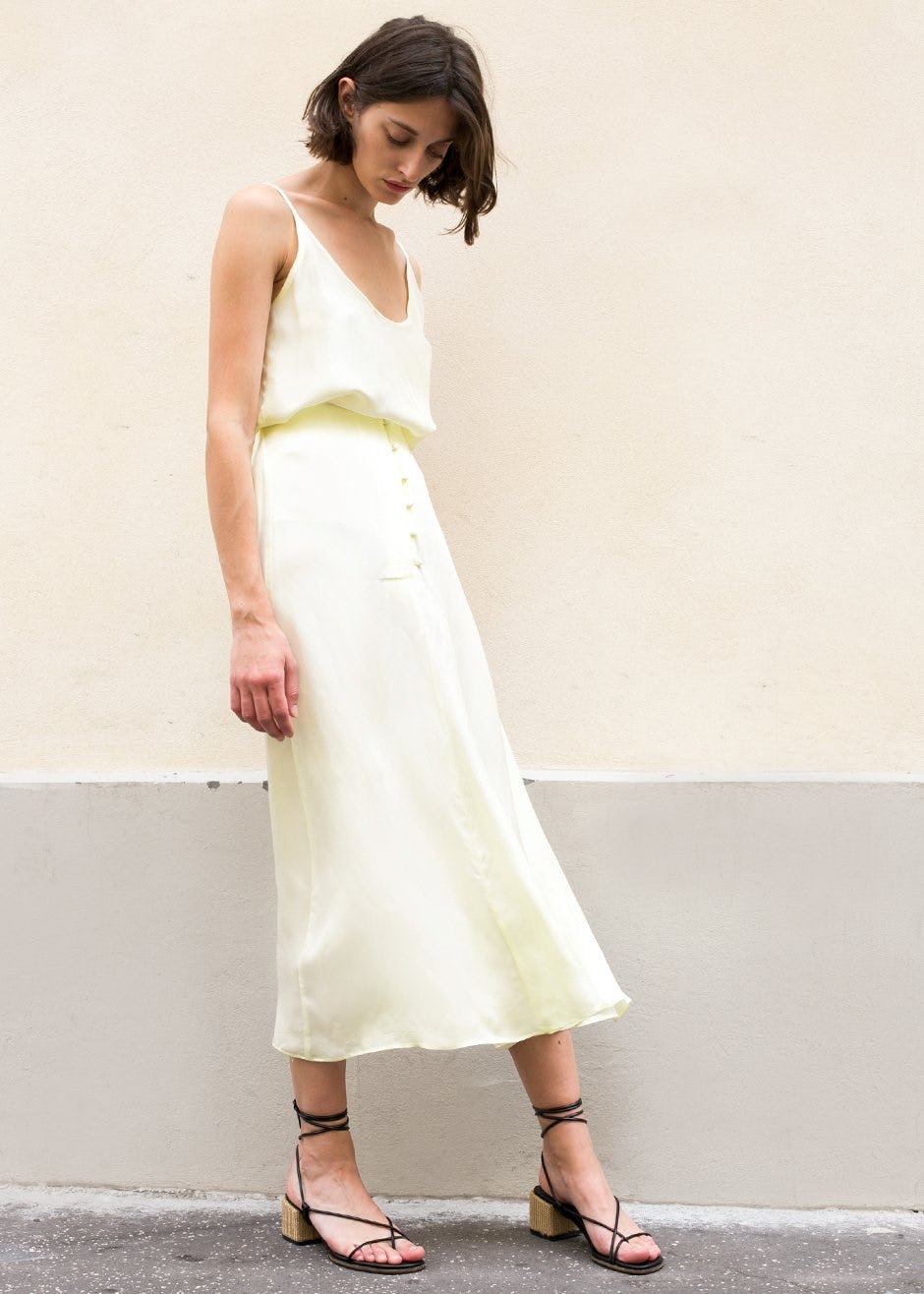 pale yellow slip dress